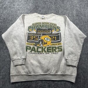 Logo 7 Green Bay Packers Super Bowl XXXI Sweatshirt Mens Large Gray Vintage
